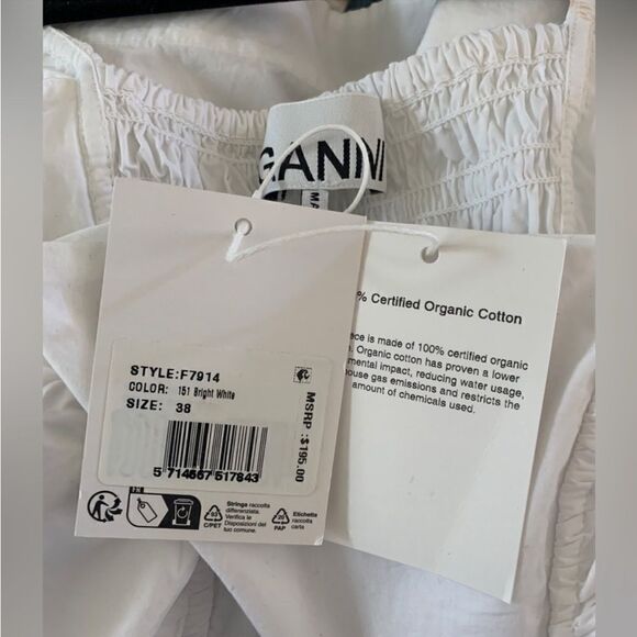Ganni Ruffle Cotton Poplin Blouse NWT  size 6/38 $ 195.00 - Picture 7 of 11